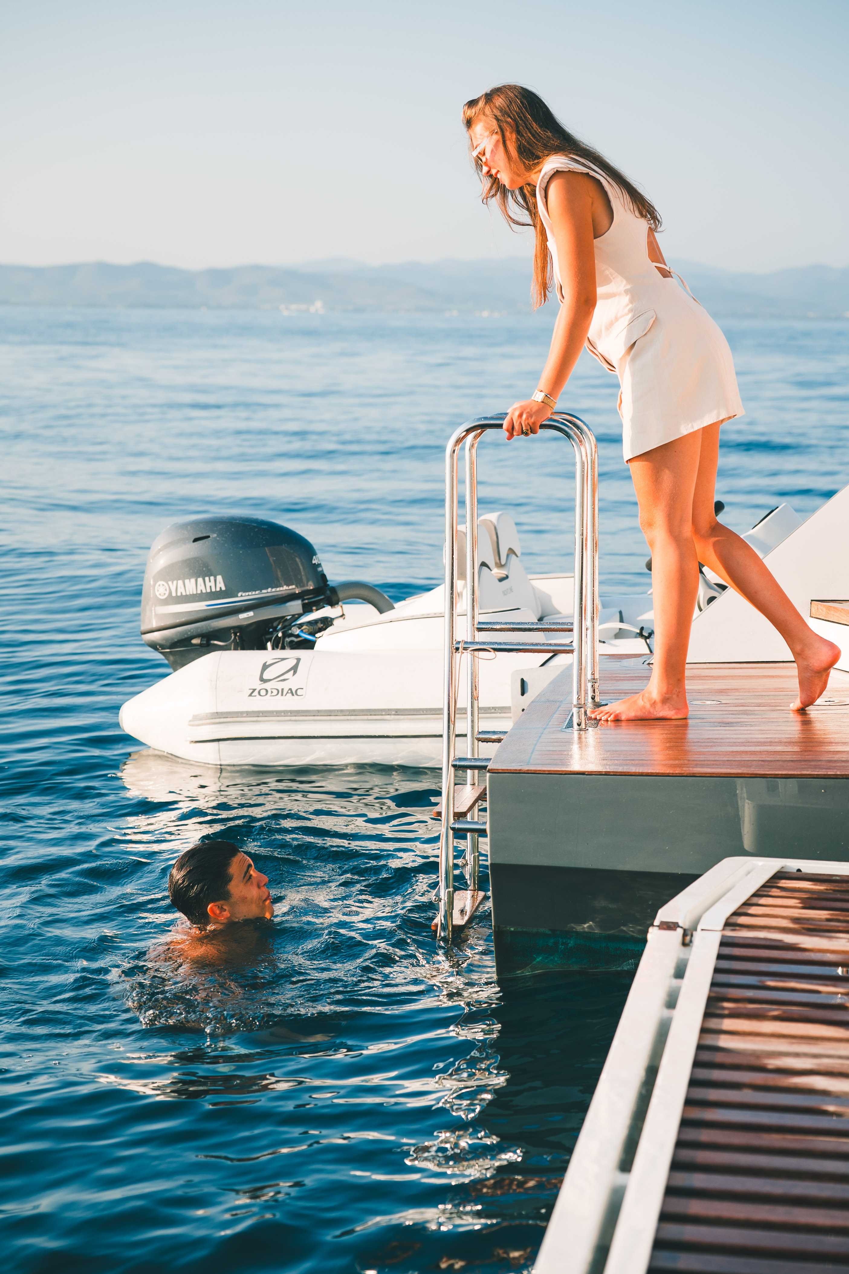 Guests enjoying water activities and jet skis